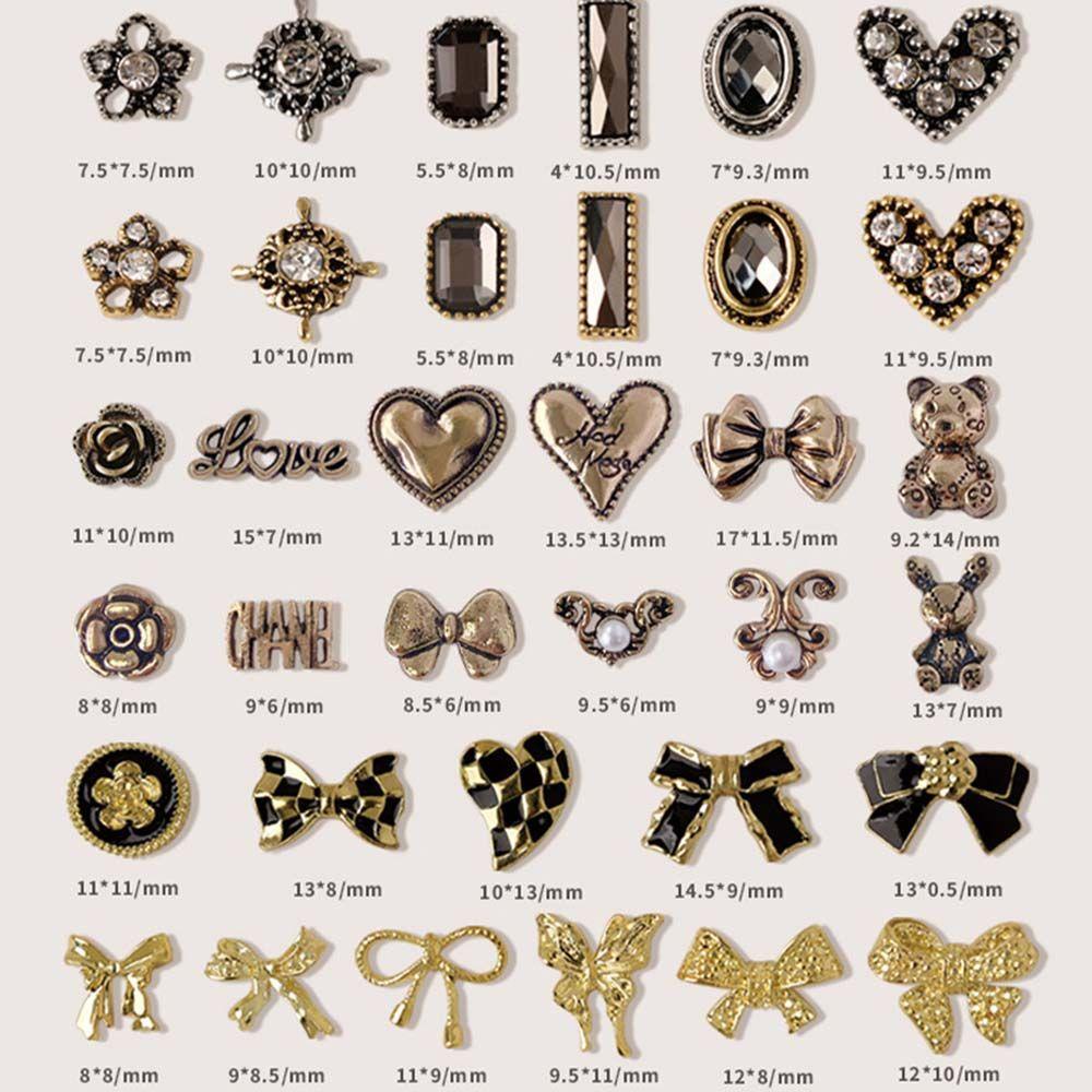 Mxbeauty Kecantikan Kepala Kuku Berlian Imitasi DIY Fashion Hati Bunga Nail Art Ornamen Ikatan Simpul Bentuk 3D Nail Art Charms