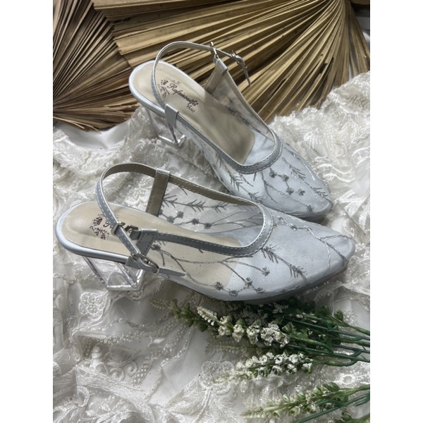 sepatu wanita Rafaizoutfit clarisa silver 7cm kaca