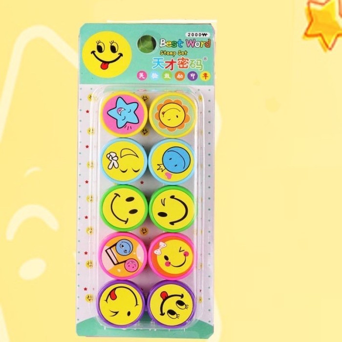 

Stempel emoticon, Cap penghargaan anak isi 10pcs - emoticon