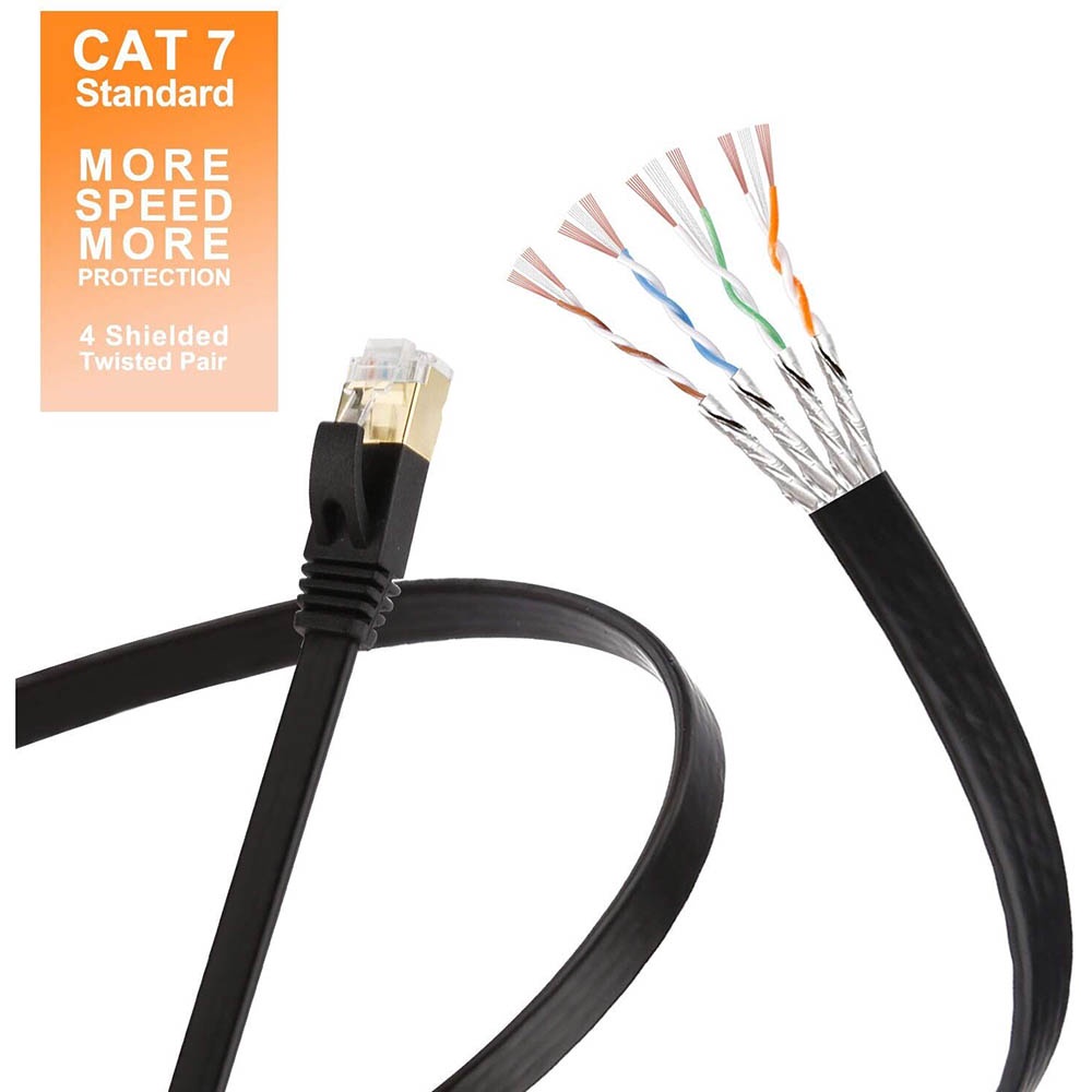 Kabel Ethernet LAN Network RJ45 Cat7 10 Meter - NW107 - Black