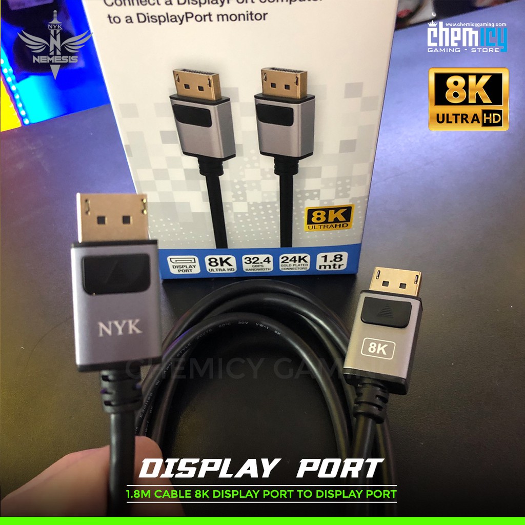 NYK Cable 8K Display Port to Display Port 1.8m