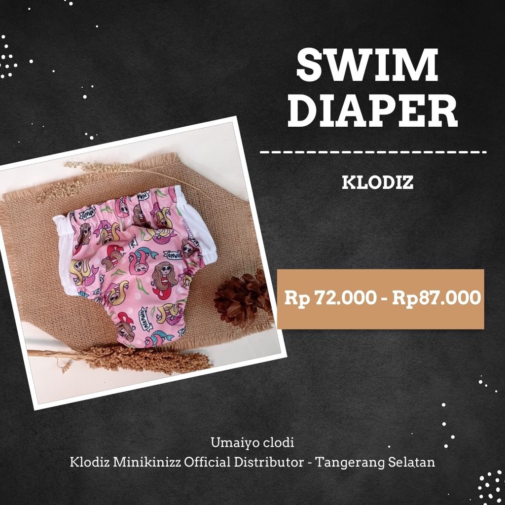 Klodiz Swim Diaper Celana Pampers Kain Popok Renang Anti Air Bayi Bisa di Cuci Size 1