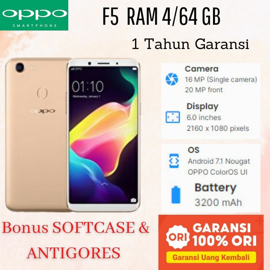 Oppo F5 RAM 6+128 GB Garansi Distributor 1 Tahun