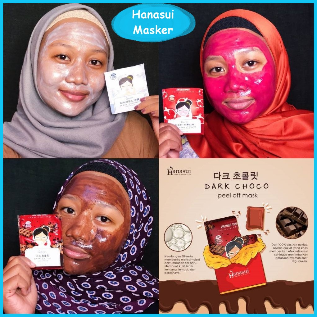 HANASUI MASKER LUMPUR / GOLD WHITENING / Pure Pomegranate/ Dark Choco/ PEARL ESSENCE Peel of Mask