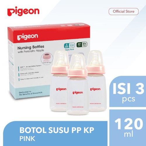 PIGEON TRIPLE PACK KK PP W SILICONE 120 ML / 240 ML  / BOTOL SUSU BAYI