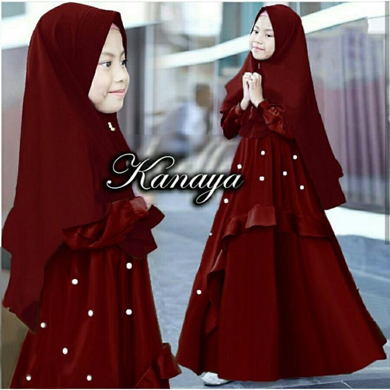 SYARI KANAYA KID MUTIARA, MOSCREPE, GAMIS HIJAB MUSLIM, MAXY DRESS