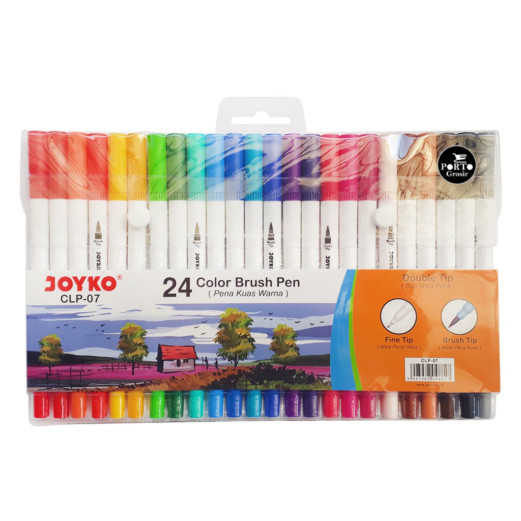 

Joyko Brush Pen CLP-07 24 Colour Dual Tip Spidol Ujung Ganda Kuas dan Fine Set 24 Warna