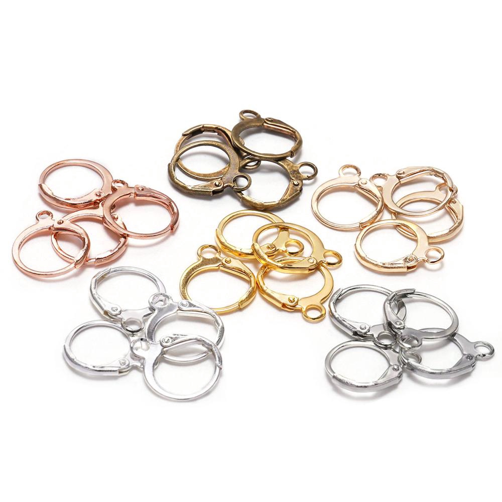 20pcs / Lot Kait Anting Hoops Ukuran 14x12mm Warna Silver Gold Bronze Untuk Membuat Perhiasan