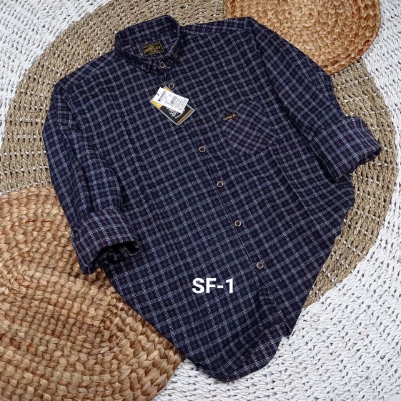 New Arrival Kemeja Flanel Pria Lengan Panjang Hem Slim Fit Kotak