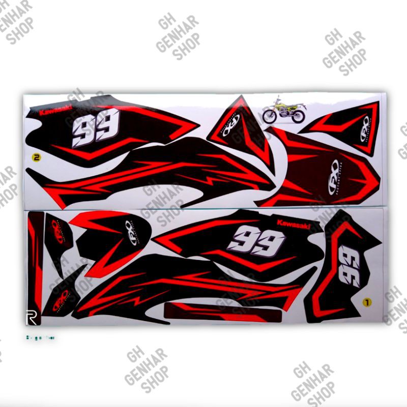 Striping Motor KLX Bf 150 Variasi Lis Merah