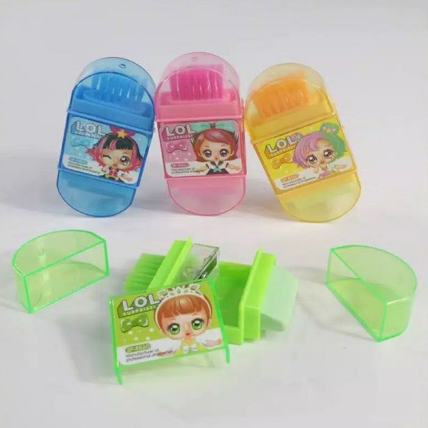 

PENGHAPUS+ SIKAT PEMBERSIH + Rautan 3in1 Karakter LOL FROZEN TSUM TSUM