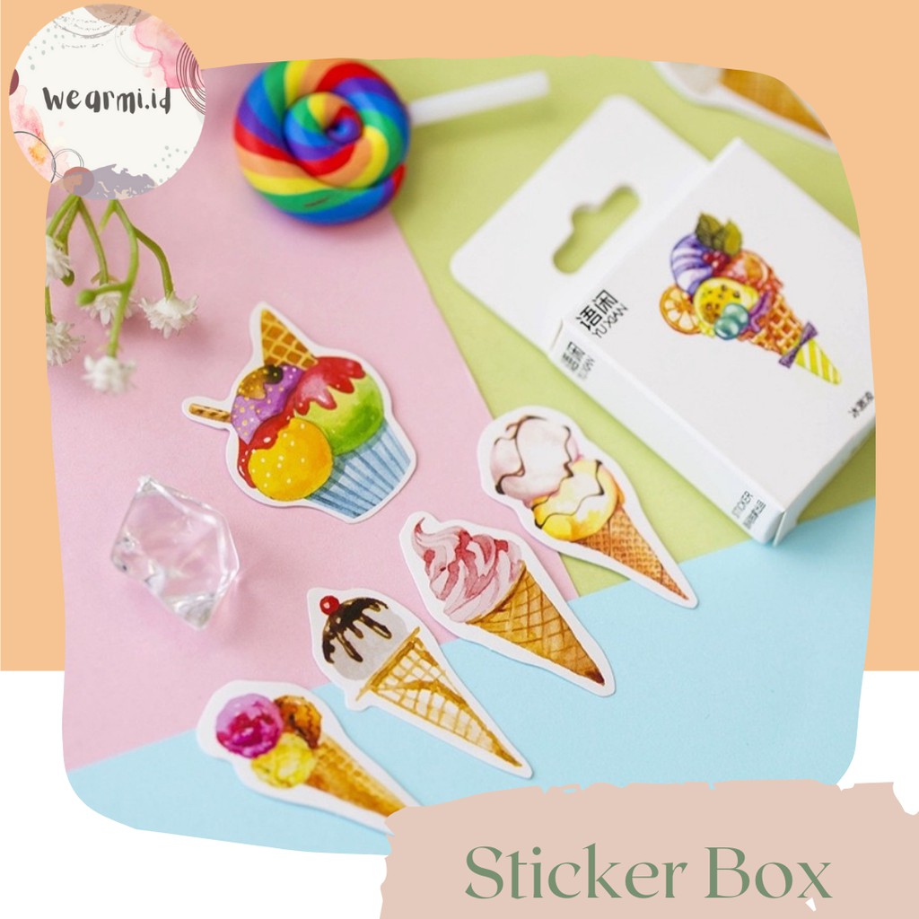 

45 pcs Sticker Box Deco Ice Cream Series Sticky Aesthetic Scrapbook Bujo DIY jurnal