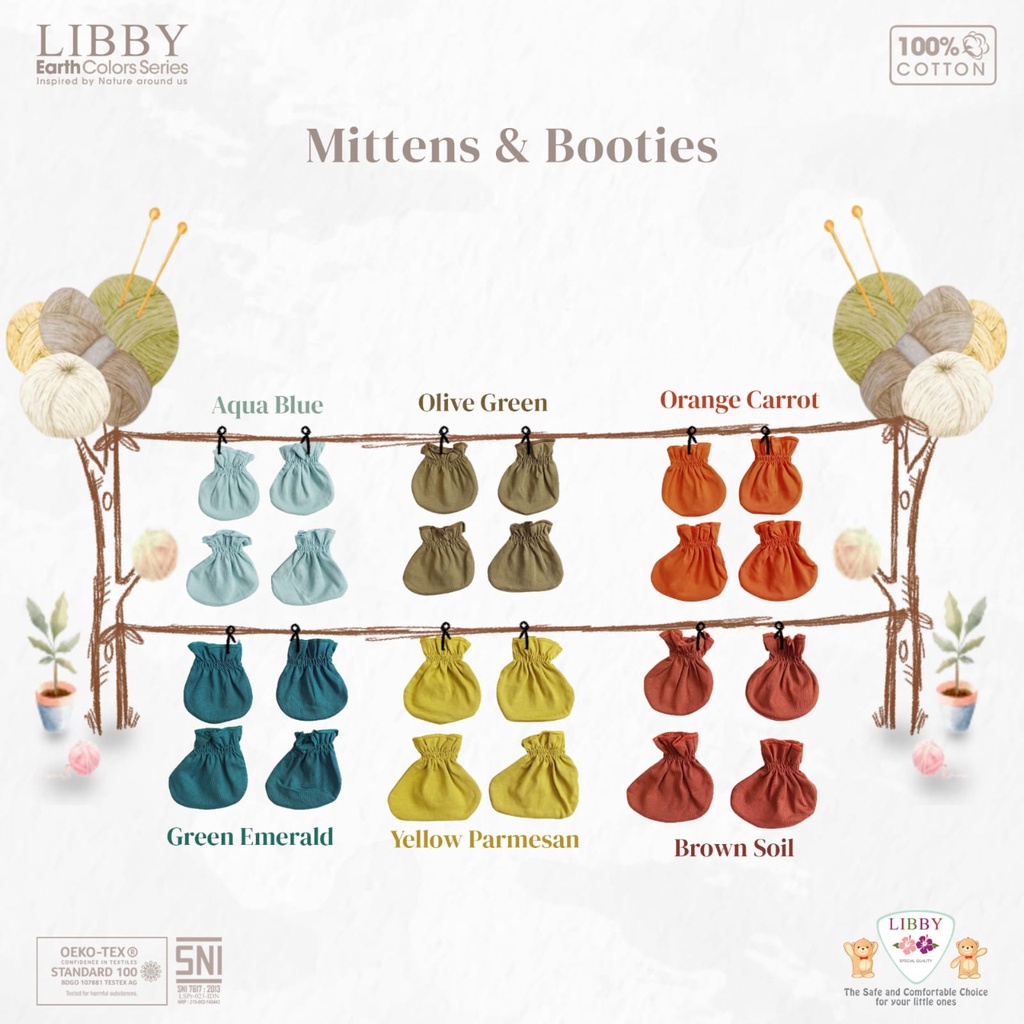 LIBBY EARTH COMFY SET MITTENS &amp; BOOTIES KNOT HAT SARUNG TANGAN SARUNG KAKI TOPI BAYI part2