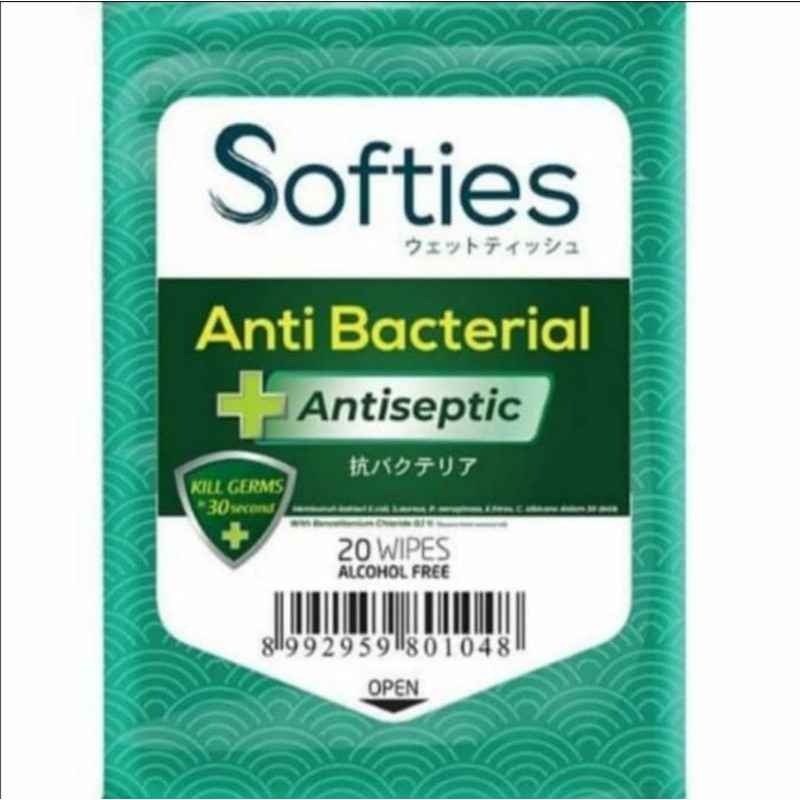 Softies Wet Tissue Antibacterial/Softies Tissue Basah Antibacterial 20s