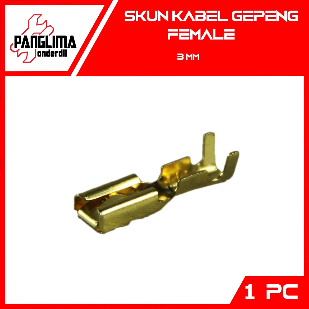 Skun Kabel Gepeng 3 x 16 mm-3mm 3x16  Female-Bikang-Cewe-Perempuan Sekun-Terminal Connector-Conector-Konektor Pipih Socket-Soket Kecil-Mini Kuningan