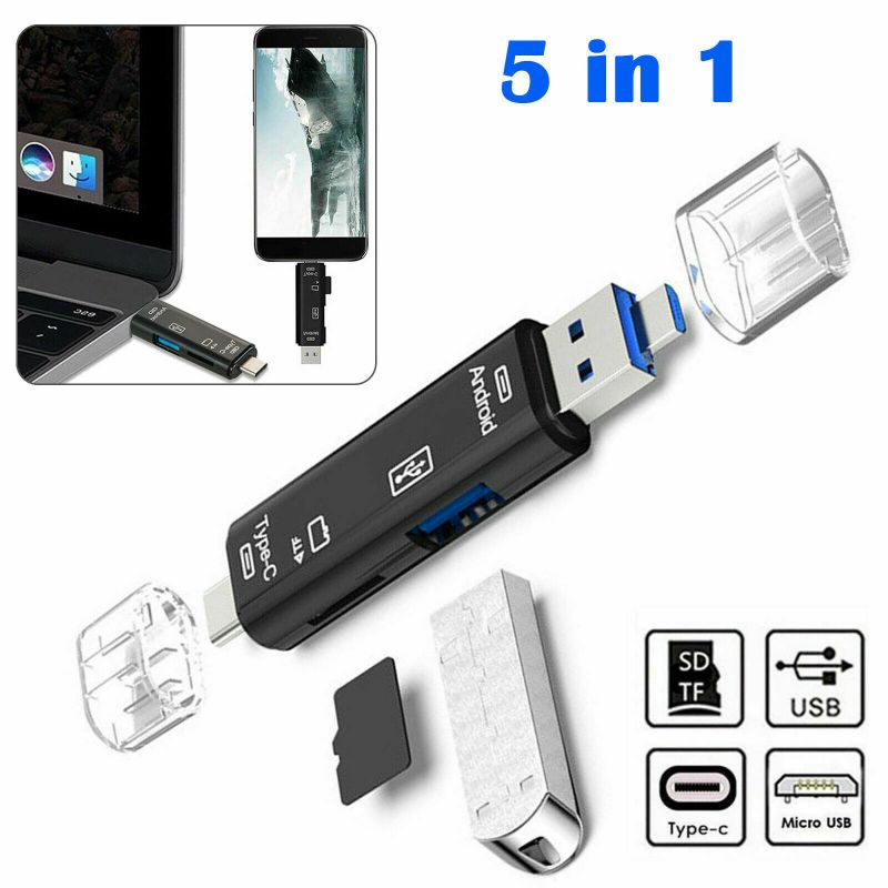 Card Reader 5 in 1 OTG Type C Micro USB TF Memory Card