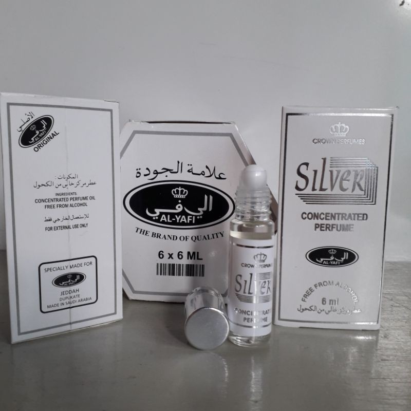 SILVER Parfum ALYAFI 6ml Minyak Wangi Roll On Non Alkohol