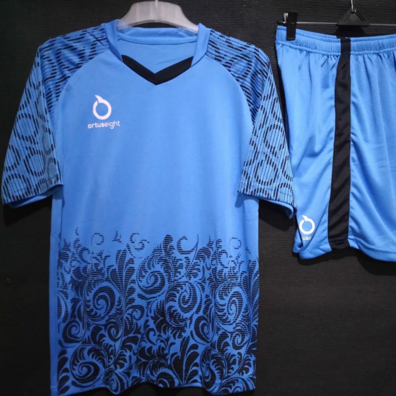 Setelan Jersey Dewasa Baju Celana Futsal Sepak Bola Terlaris Ortus Motif Batik Biru
