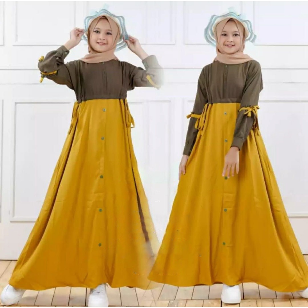 FenishaStore GAMIS ANAK TANGGUNG MAXI ZAINA KIDS USIA 12-14 TAHUN