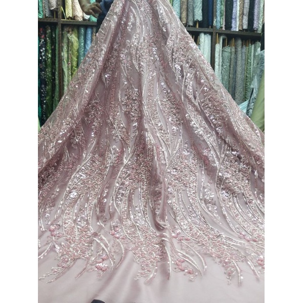 new!! Tulle PAYET / Tille Aplikasi Bunga Timbul/ Harga per 0.5 meter