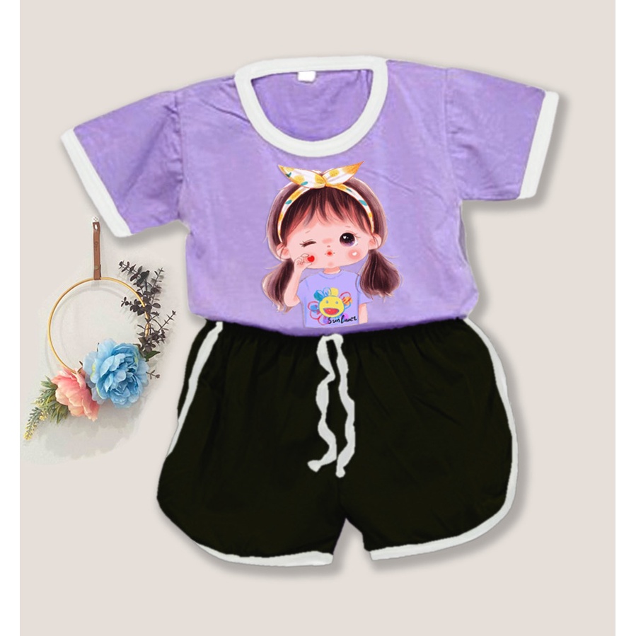 Setelan baju playful colour anak combi 4/ setelan anak polos / setelan unisex