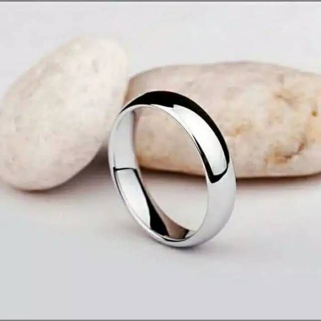 BISA COD Cincin titanium/couple/tunangan oval warna putih harga satuan