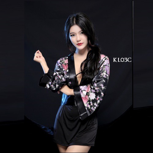 [PRODUK TERLARIS] LINGERIE KIMONO BAJU TIDUR KIMONO WANITA KIMONO JEPANG HITAM KL03C