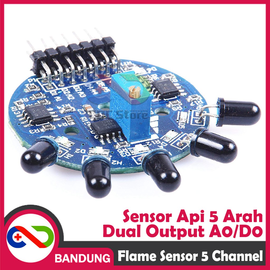 INFRARED IR FLAME SENSOR API 5 ARAH FIRE SENSOR MODULE 5 CHANNEL DUAL OUTPUT ANALOG DIGITAL