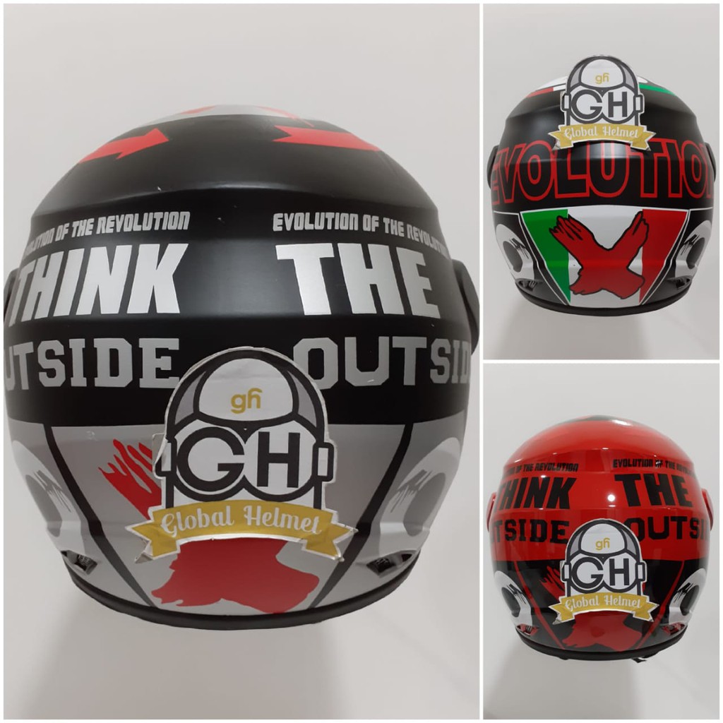 HELM HALF FACE EVOLUTION MOTIF OUTSIDE MIRIP GM EVO MURAH HELM DEWASA MURAH