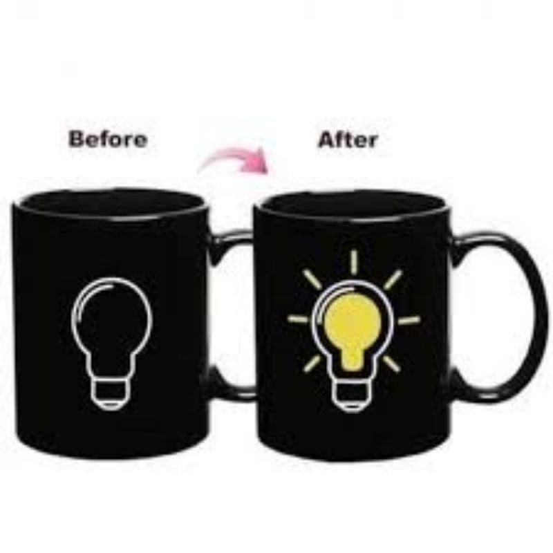 GELAS / MUG / CANGKIR COLOR CHANGING SENSITIF SUHU MOTIF BOHLAM