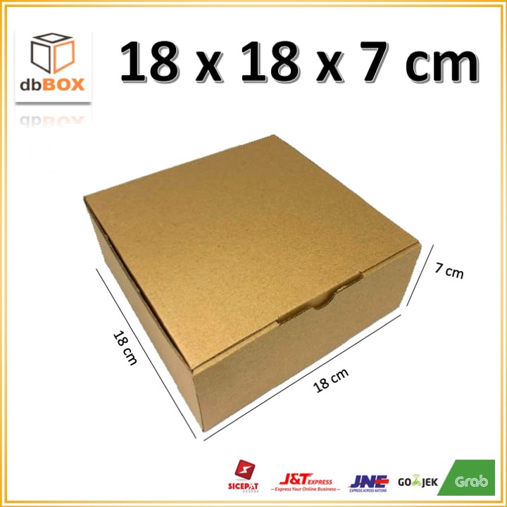 

Kardus Uk. 18 x 18 x 7 cm....Die Cut kotak Kue, snack -aksesoris-dll model box pizza