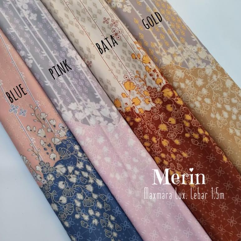 (HARGA 0,5m) KAIN SERAGAM LEBARAN MERIN BAHAN MAXMARA ESTU BLOUSE, MERIN TUNIK | RTA.27Jn22ј