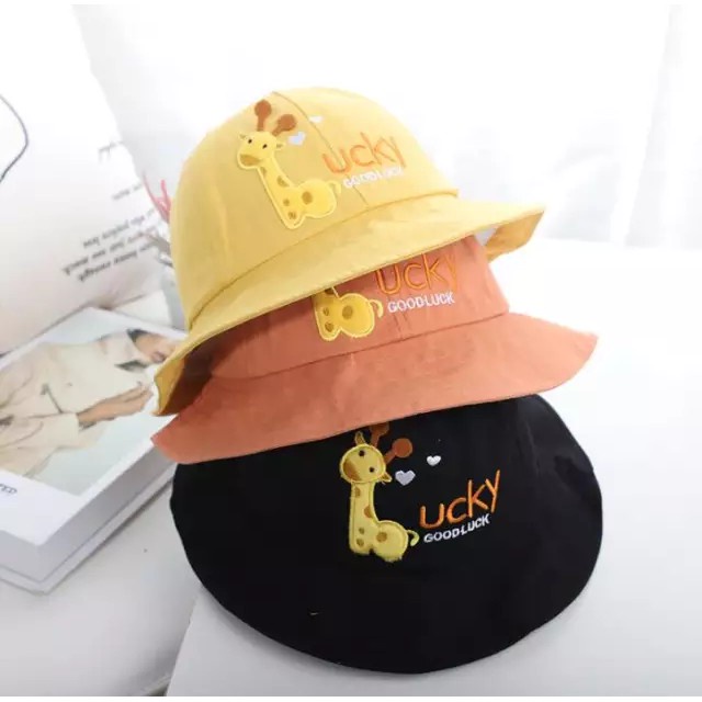 TOPI BUCKET ANAK JERAPAH TOPI KARAKTER LUCKY GIRAFFE BALITA NEW FASHION 2022