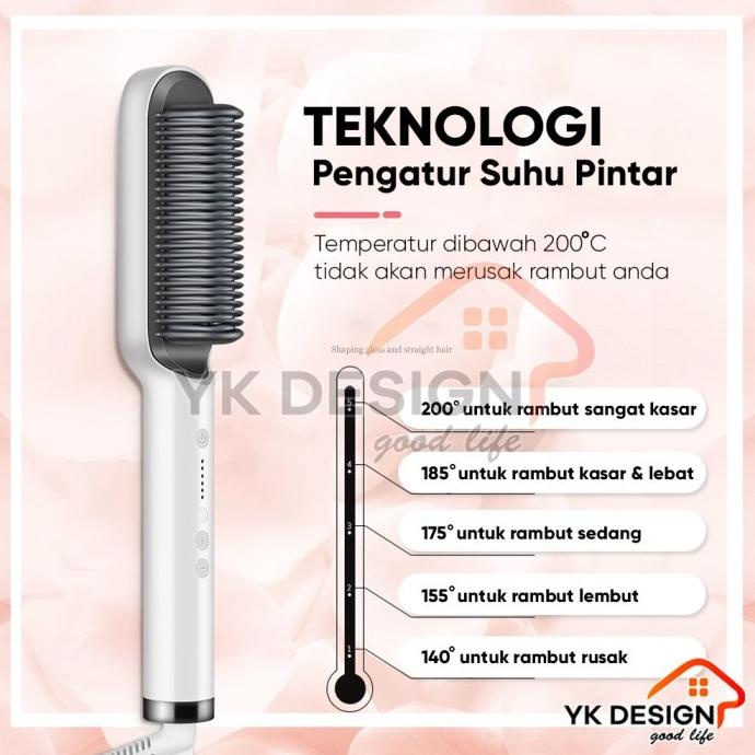 YK DESIGN YK-1621 Catok Sisir Pelurus Rambut Hair Straightener Curler