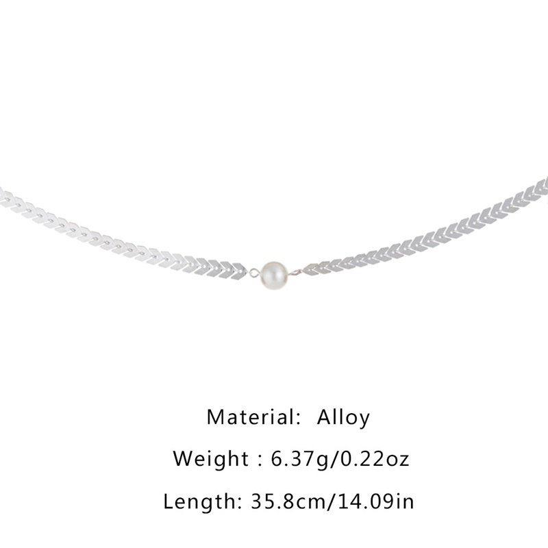 Kalung Choker Rantai Klavikula Hias Mutiara Sequin Tulang Ikan Gaya Korea Untuk Wanita