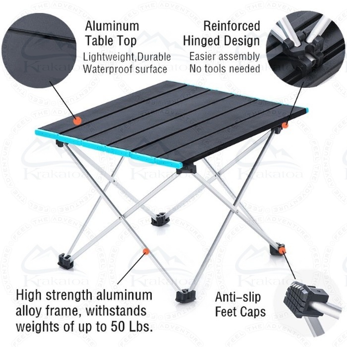 【COD】 Meja Lipat Outdoor Aluminium Kecil` Portable Foldable Alumunium Table` Ringan Mancing Camping Piknik Taman