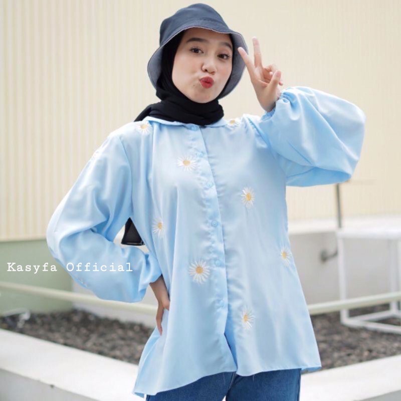 DAISY SUN FLOWER SHIRT TOP BLOUSE // BLOUSE BORDIR BUNGA MATAHARI