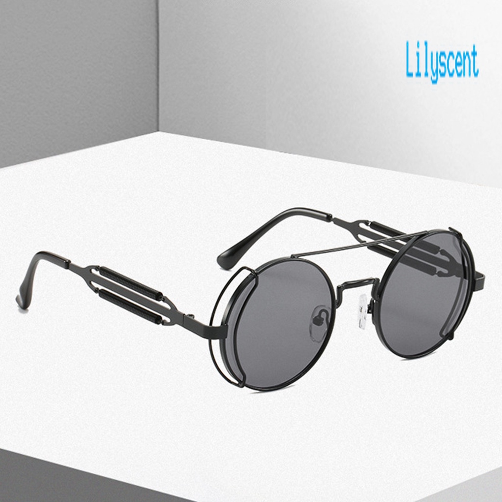 Lily Kacamata Frame Metal Bulat Gaya Retro Vintage Cyberpunk Untuk Pria / Wanita