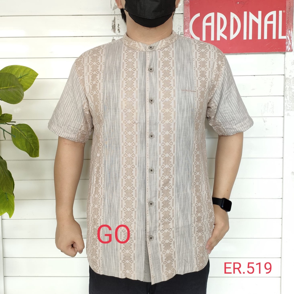 gof M-L CARDINAL KEMEJA KOKO Pria Dewasa Lengan Pendek Pakaian Muslim Distro Original TQP