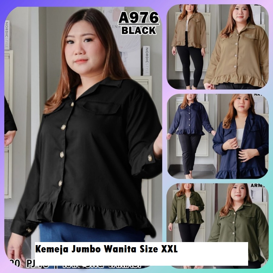 Kemeja Wanita Casual Jumbo Ld 120 Size XXL Korea Murah Rachael