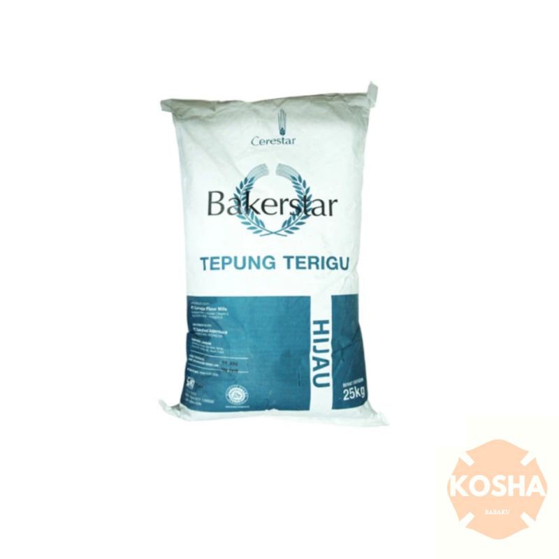 

tepung terigu/tepung bakerstar hijau 1kg (repack)/1bag(25kg)