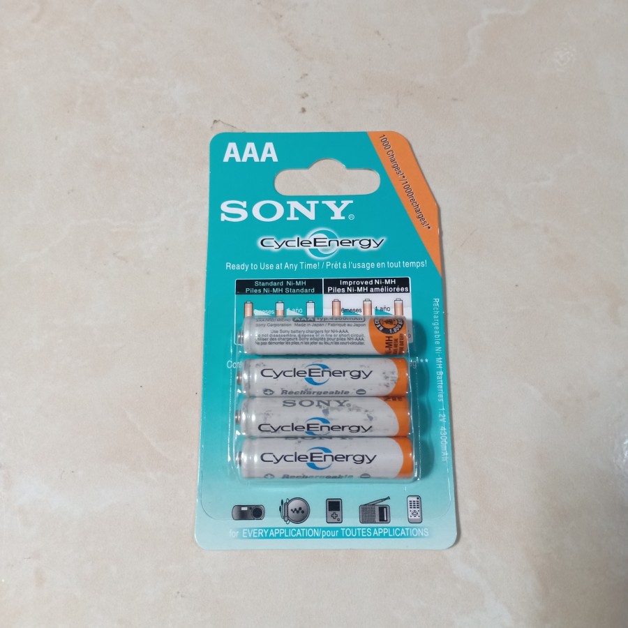 isi 4pcs baterai sony aaa rechargeable   batere cas   batere sony charge a3 4300mah