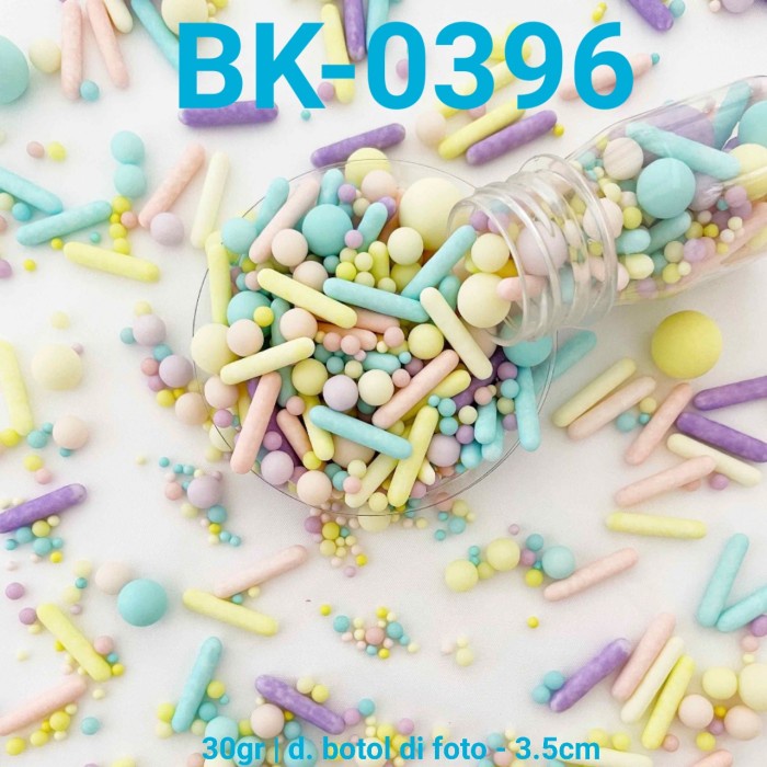 

BK-0396 SPRINKLES SPRINGKEL TRIMIT 30GR MUTIARA STICK PASTEL EKSKLUSIF