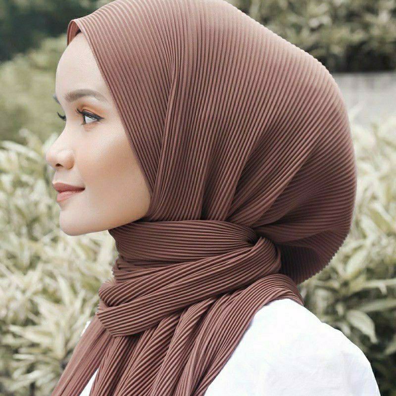 Pashmina Hijab Plisket Ceruty Premium - Pashmina High Quality Full Plisket