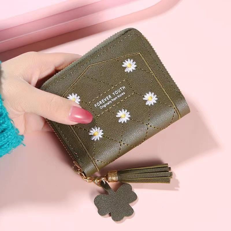 (Fy)Dompet Wanita Dompet Koin/uang kertas  Dompet pendek  Motif Bunga realpict