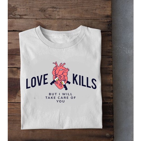 MYSTIQUE.ID-BAJU KAOS LOVE KILLS T-SHIRT LUCU DAN AESTHETIC