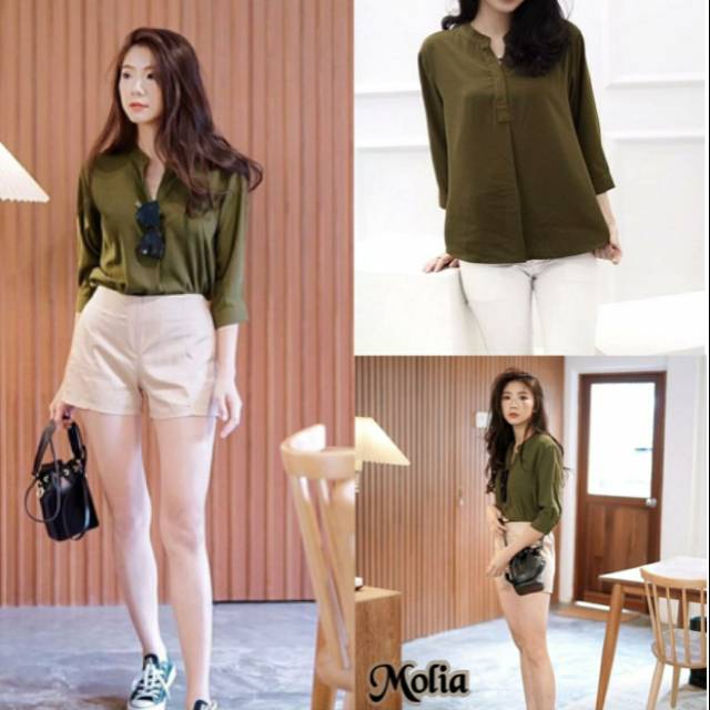Blouse wanita molia top army