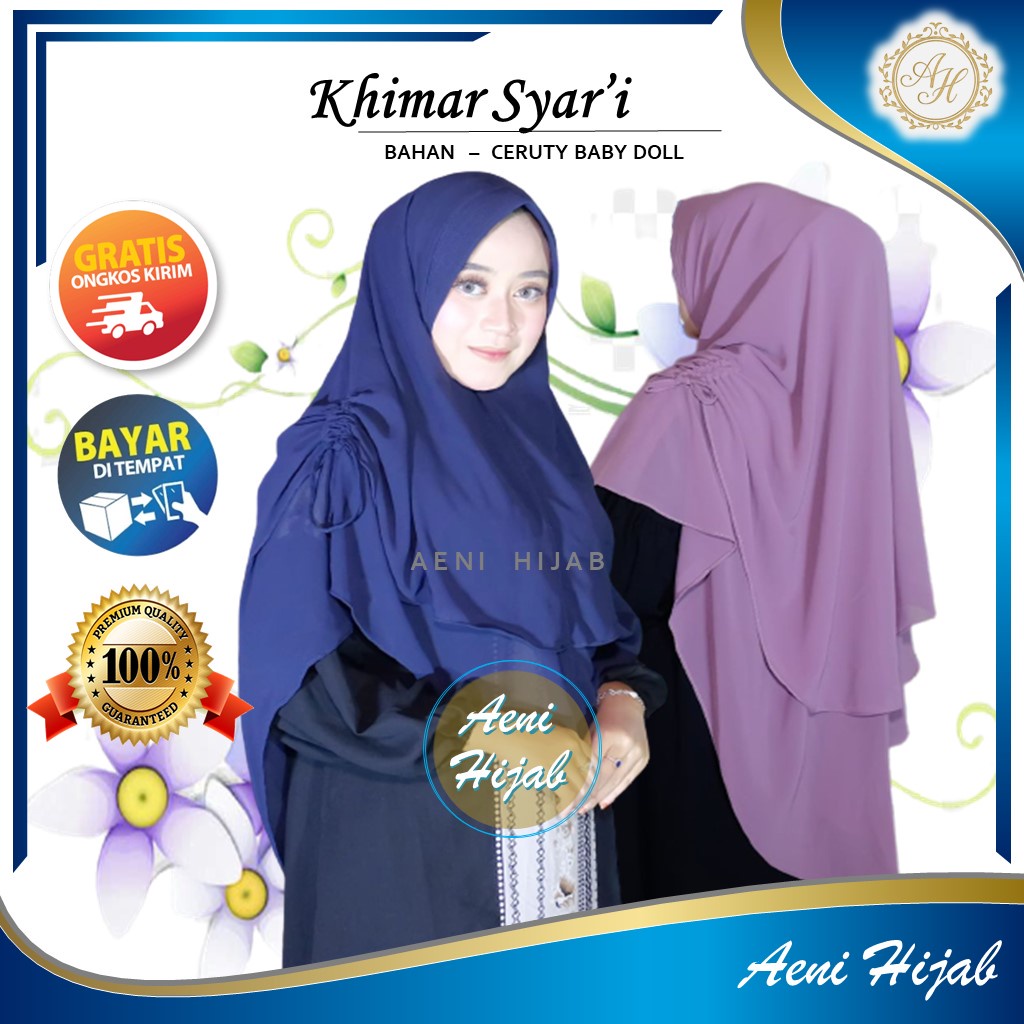 Hijab Jilbab Kerudung Krudung Khimar Instan Syari 2 Layer Ceruty Babydoll Jumbo Terbaru Maharani D02