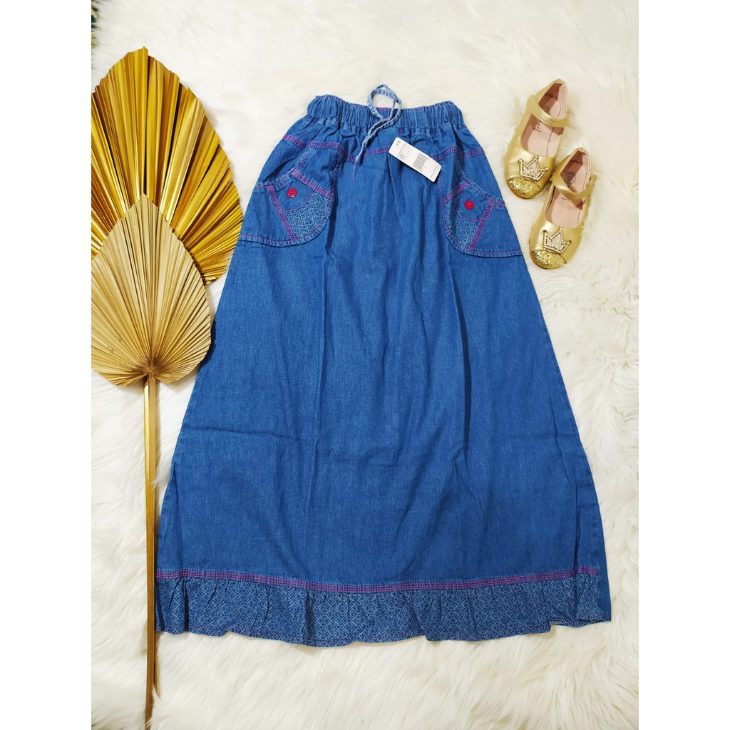 Rok Panjang Jeans Anak Perempuan Anak Tanggung Usia 8-12 Tahun
