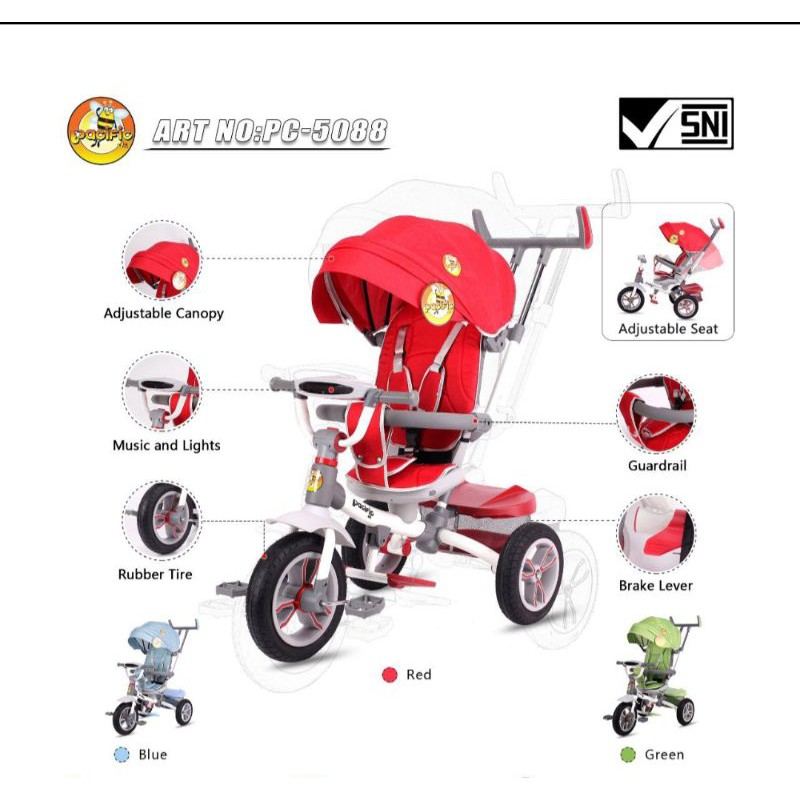 Sepeda Roda Tiga Anak Pacific 5088 ( Ban karet )